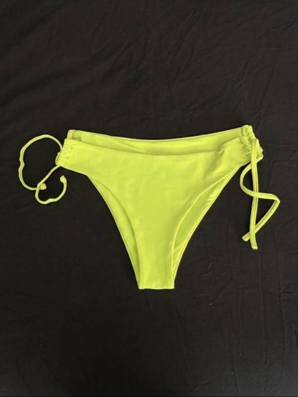 Sexy Yellow Solid Adjustable Side Tie Bikini Swim Bottom, Size S/M